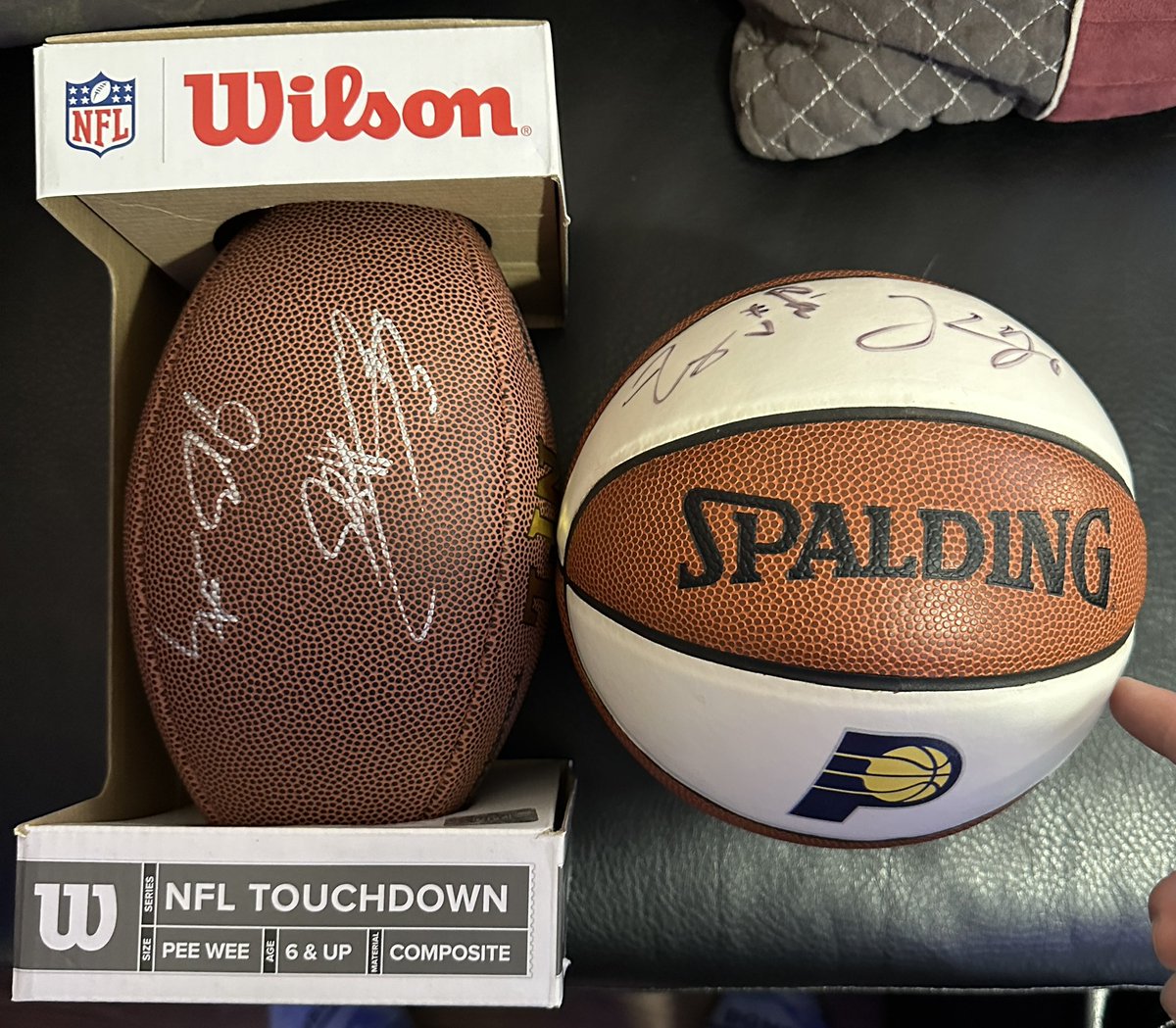 Anyone interested in some autographed mini balls? Football signed by Eric Ebron & Jacoby Brissett and the basketball signed by Jeff Teague and Al Jefferson. I don’t even really want money from them, maybe you have a youngster that could enjoy them or just collect! https://t.co/maw6hZudF3