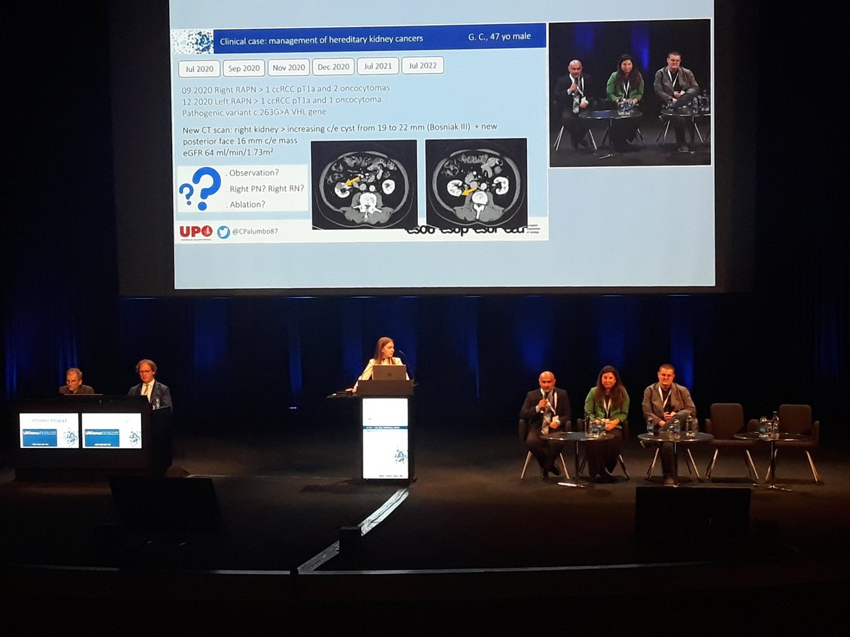 Great session from bench to bedside on genetic based and hereditary kidney cancer syndromes at #UroOnco23 Comprehensive presentations and case discussions by Prof.Linehan @foxal72 @Dr_Klatte @carme_mir1 @CPalumbo87 Prof.Hannan @EAUYAU_RenalCa @VHLAlliance