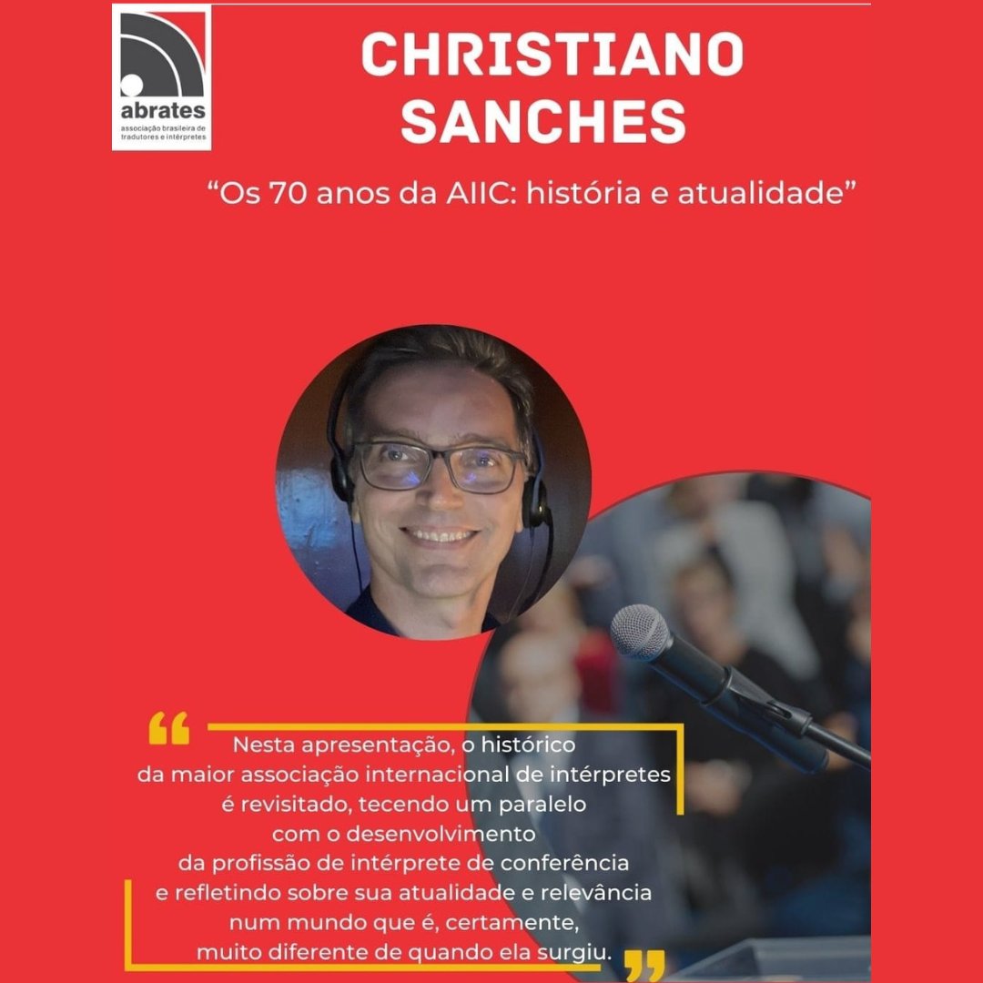 aiic_brasil's tweet photo. O integrante do Bureau da AIIC Brasil representará a associação no 12º Congresso da @_abrates em 2 sessões no dia 1º de julho. Confira a programação: https://t.co/iwFRKLDhdS
#abrates #abrates2023 #AIIC #AIIC70 #tradução #interpretação #vidadeinterprete #xl8 #1nt #SL1int https://t.co/GxIZBrR2xk