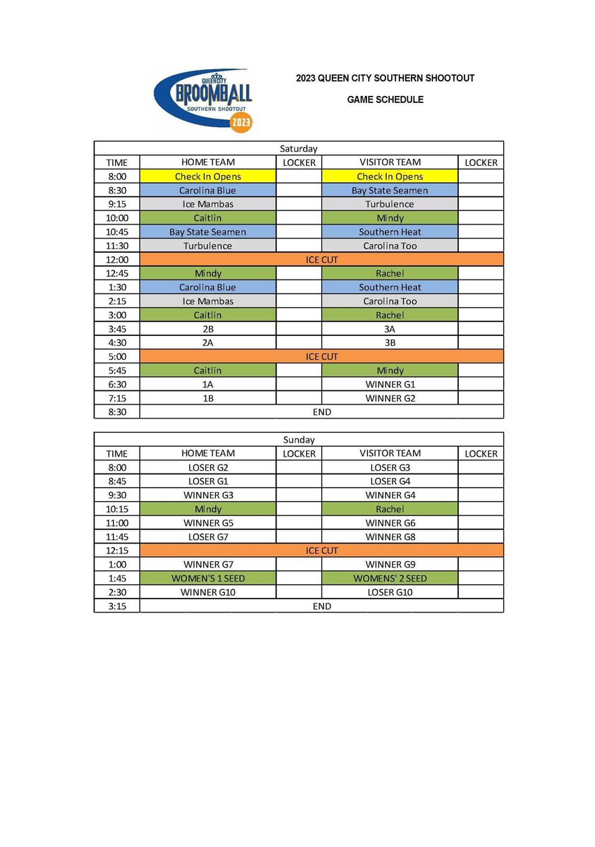Schedule is posted for the QCSS 2023 tourney!