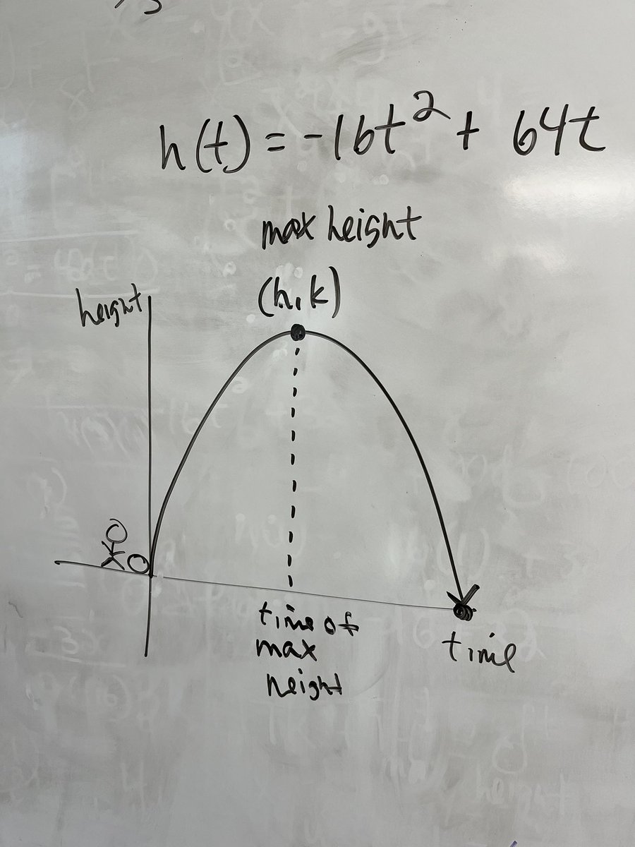 mathsmith314's tweet image. #Algebra1 summer school math problem of the day. Find the max height of the ball, then find the time it hits the ground. #afftonstrong