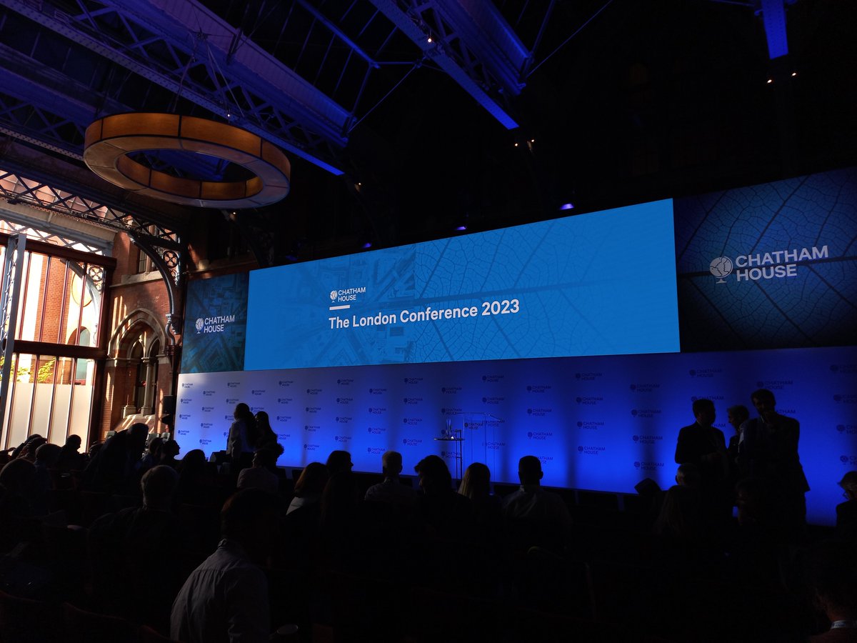 Pleasure to speak on a panel about #HumanRights in #InternationalAffairs <a href="/ChathamHouse/">Chatham House</a> 2023 Conference on #Multilateralism, discussing the role of International #Geneva and the🇨🇭#UNSC priorities to tackle global challenges such as #climate security.