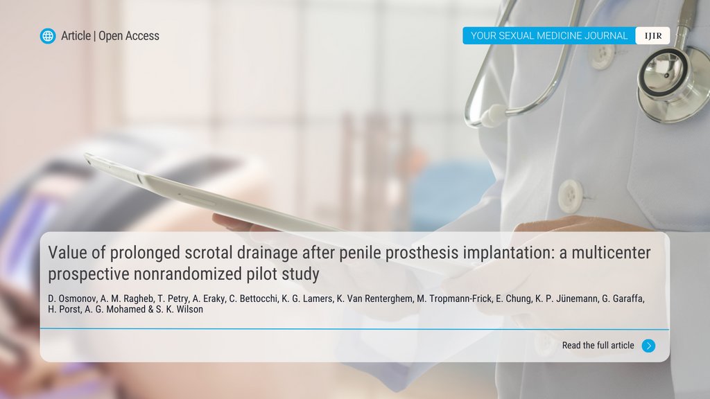 This study aims to add to the body of evidence supporting the benefit of IPP implantation drainage as well suggest the optimal duration of drainage ➡️ nature.com/articles/s4144…

#ESSM #WeekendReading #erectiledysfunction #surgery #penileprosthesis #sexualhealth #sexualmedicine