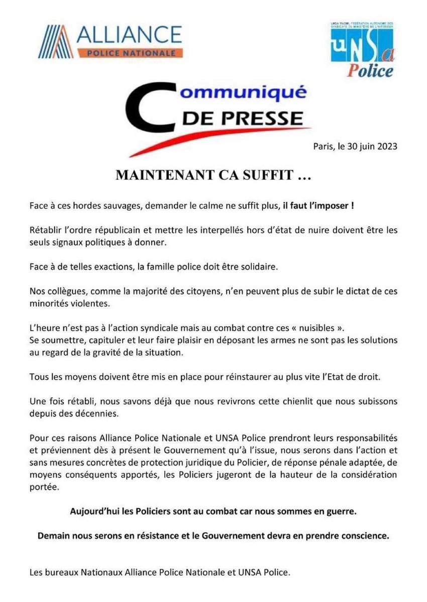 Fabien Roussel (@fabien_roussel) on Twitter photo Un véritable appel à la sédition.
Les fonctionnaires de police ont pour mission de protéger les citoyens et de défendre la paix civile, pas de semer les germes d'une guerre civile.
<a href="/GDarmanin/">Gérald DARMANIN</a> soyez intraitable avec ceux qui ont abandonné les principes de la République. Un véritable appel à la sédition.
Les fonctionnaires de police ont pour mission de protéger les citoyens et de défendre la paix civile, pas de semer les germes d'une guerre civile.
<a href="/GDarmanin/">Gérald DARMANIN</a> soyez intraitable avec ceux qui ont abandonné les principes de la République.