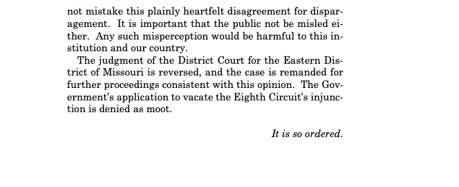 srl's tweet photo. Chief Justice Roberts concludes the final opinion of the term with a plea to respect the integrity of the court. Says it is "disturbing" that recent decisions that accuse the court of going beyond its proper role are "disturbing." https://t.co/W6oUqNaz7r
