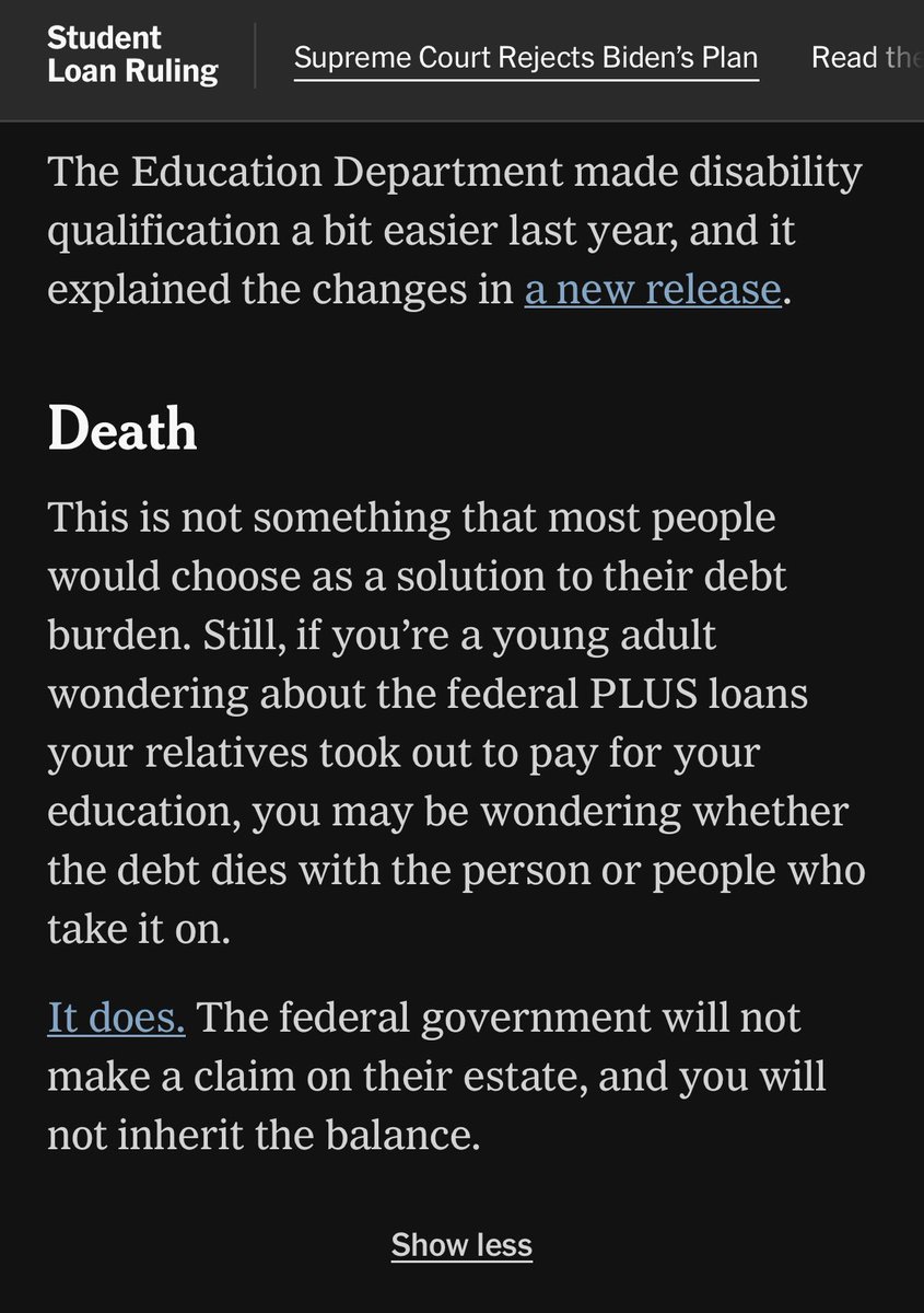 Hey <a href="/nytimes/">The New York Times</a> - thanks for including 6 ways to pay down or eliminate student debt in your coverage of #StudentLoanForgiveness #SupremeCourt - number 6 is especially helpful!