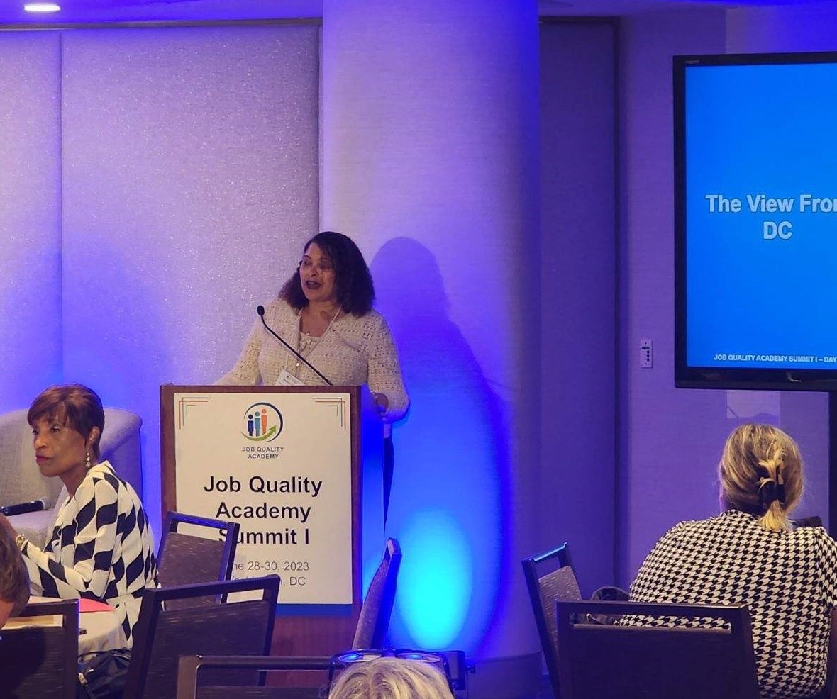 This week, Suzanne Towns (@DC_WIC) & Jacqueline Bowens (@DCHospitalAssoc) presented on how #DCworks at the @USDOL/@jfftweets inaugural #JobQuality Academy on @DC_WIC's innovative work to address talent needs, equity, & job quality in healthcare. (1/2) archive.jff.org/job-quality-ac…