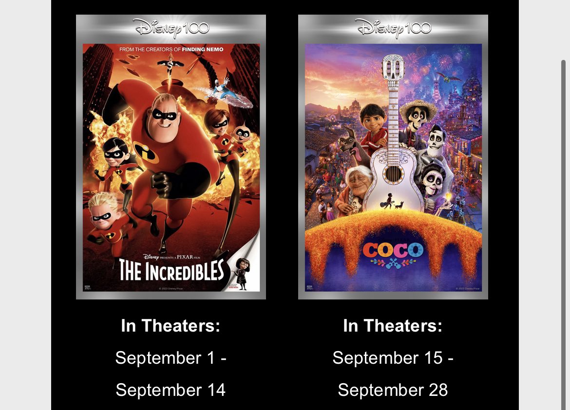 DisneyReact's tweet photo. Para celebrar los 100 años de Disney, en EEUU se van a reestrenar en las salas de cine algunas de las películas más famosas del estudio

Desde aquí lanzamos una petición a los cines de España @Cines_Kinepolis, @Cinesa, @CineYelmo, @ocine_es qué os parece 🙏🏼😁 https://t.co/2OZfSscEVk