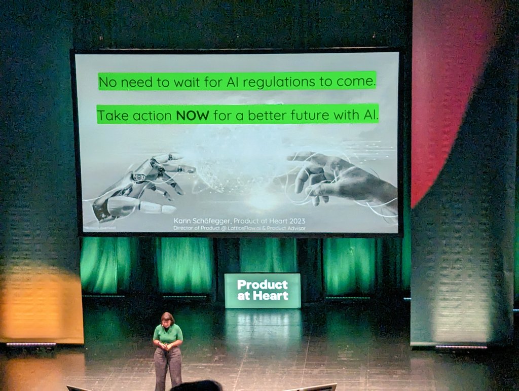Good Statement at <a href="/ProductAtHeart_/">Product at Heart</a> about shaping the future of AI! Thanks Karin Schöffeger for your keynote. #ProductManagement