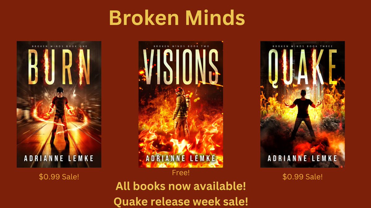 AdrianneLemke's tweet photo. Quake is now available! All 3 books in the Broken Minds series are on a special release week sale! 
https://t.co/W4w0uPz1na #readerscommunity #WritingCommunity #NewReleaseBook https://t.co/JOLyp0jMvf