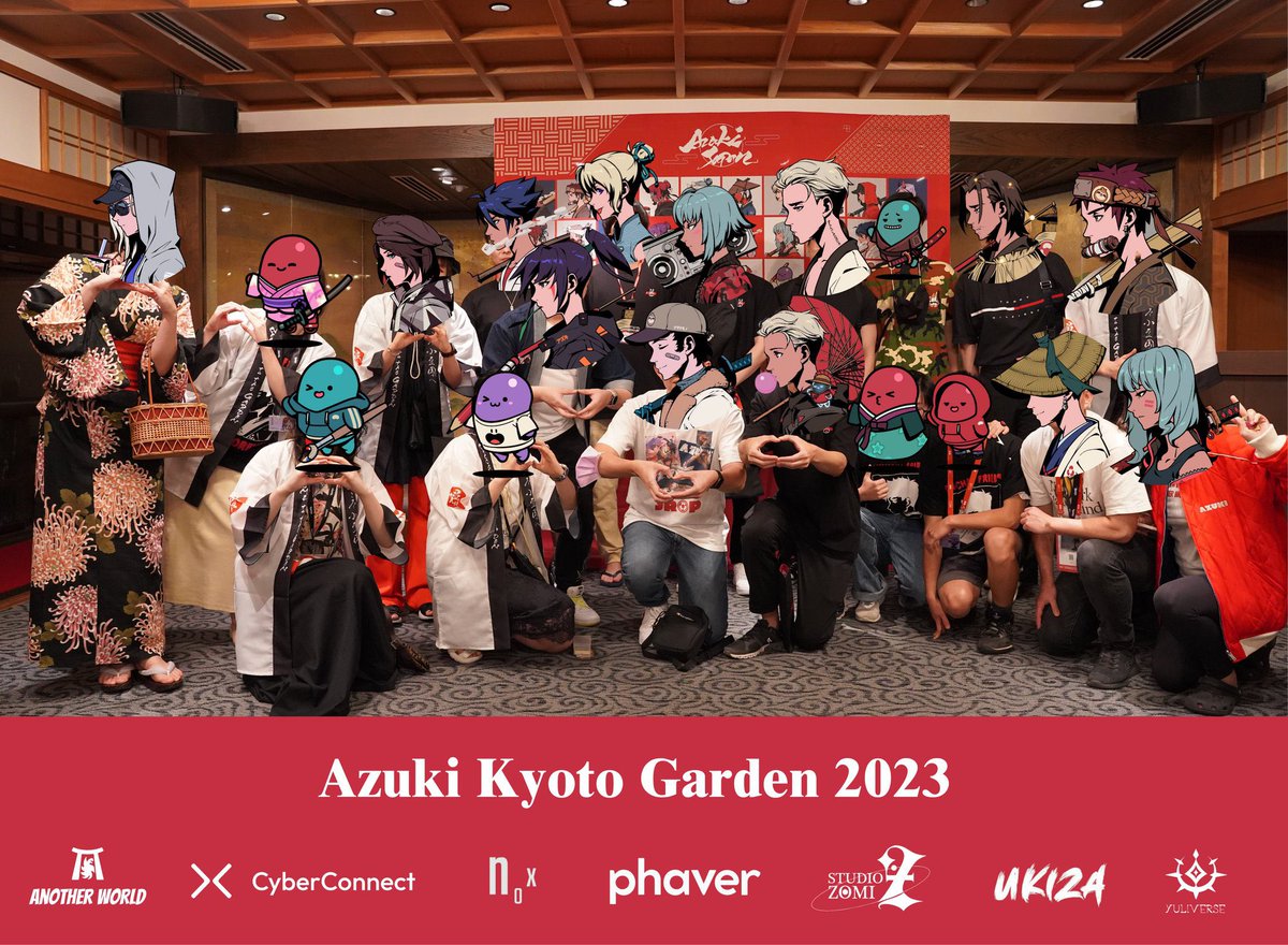 AzukiJapan_IKZ's tweet photo. To all those who visited Azuki Kyoto Garden and participated in Azuki Japan's event, thank you very much✨

We, the members of Azuki Japan, sincerely hope that everyone enjoyed the event❤️‍🔥

Thanks to the support of all the attendees and sponsors, we were able to organize such an event. We are truly grateful🙇‍♂️‼️

A big thank you to all the Azuki Japan members who worked together for a long time to liven up the event🙏✨

Azuki Japan will continue its activities to spread the charm of Azuki in the future🫡

We rise together.     
We build together. 
We grow together. 

Take Azuki, Elemental, BEANZ🫘

IKZ!

▼Event sponsors 
@anotherworlddao 
@CyberConnectHQ 
@phaverapp 
@StudioZomi 
@TheYuliverse 
@UKIZA_LAB 
@NoxGallery 

▼Event organizers 
@Yu_Ayato 
@web3_honey 

#AzukiKyotoGarden 
@Azuki
