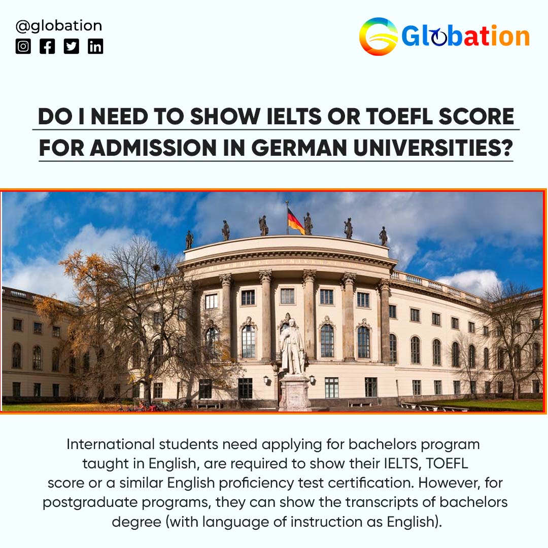 Breaking language barriers for international #students!  

Fluent #English proficiency or a bachelor's degree in English - the path to #Germanuniversities awaits! 
#InternationalEducation #LanguageIsNoBarrier #german  #IELTS #TOEF #NewBeginnings #globation #education #studyabroad