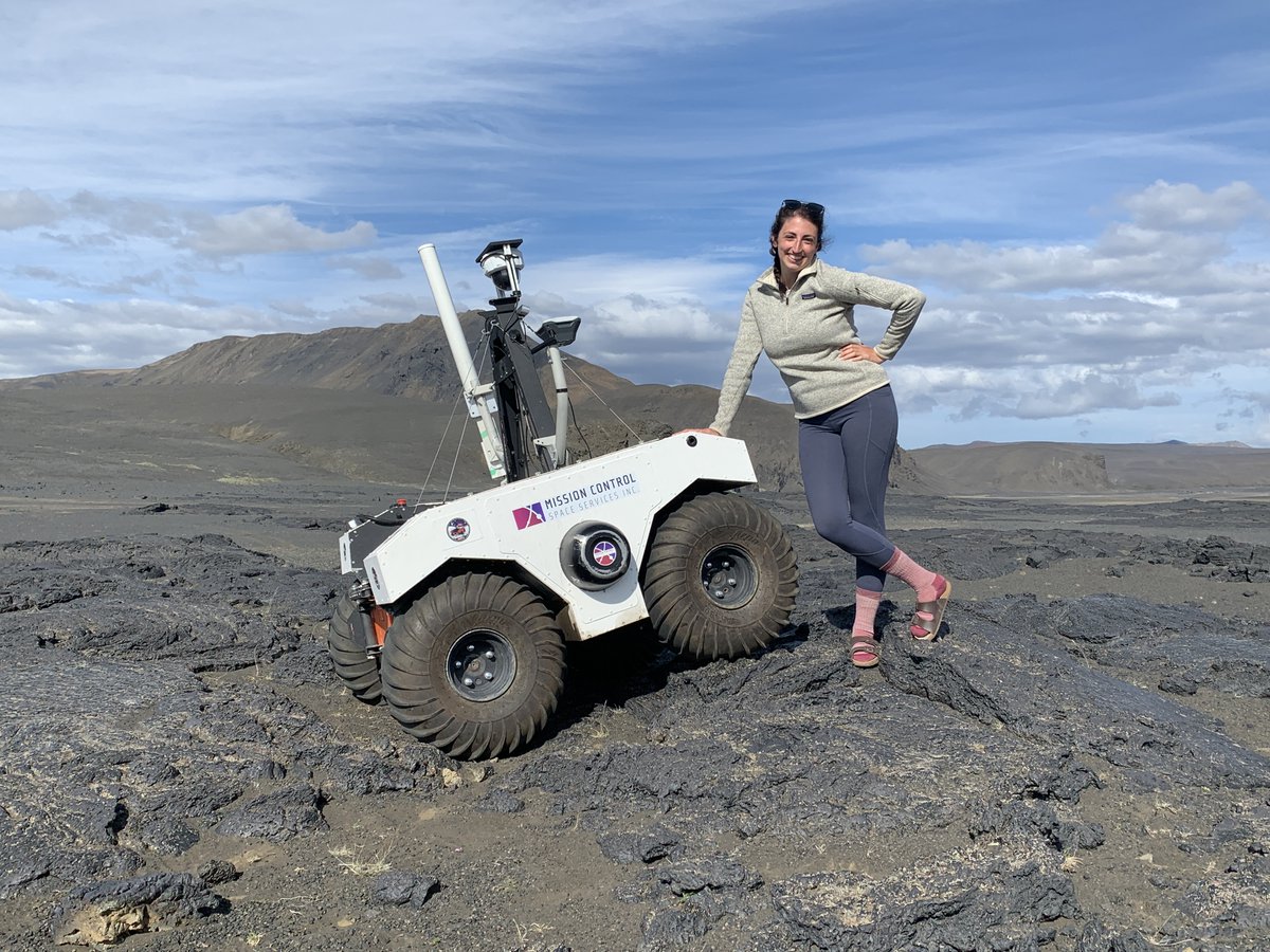 Each month we feature a photo of a student on our eaps.purdue.edu home page.  This month, we highlight Dr. Amanda Rudolph, who recently successfully defended her thesis with EAPS! In this photo, she is conducting field work in Iceland in 2021... 🧵1/2