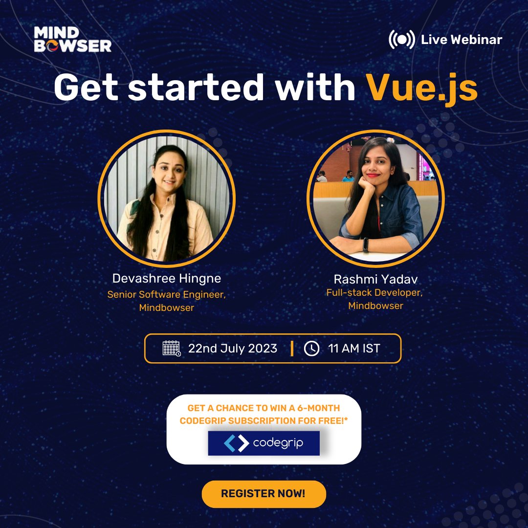 Mindbowser's tweet photo. Don’t miss out on this incredible opportunity to boost your code quality with codegrip’s advanced features!
Register now to secure your spot!
https://t.co/VN1EPXZNi6

#Vuejs #SaturdayLearningSession #JavaScript #VuejsBeginners #webinar https://t.co/w7K9ZgH7xT