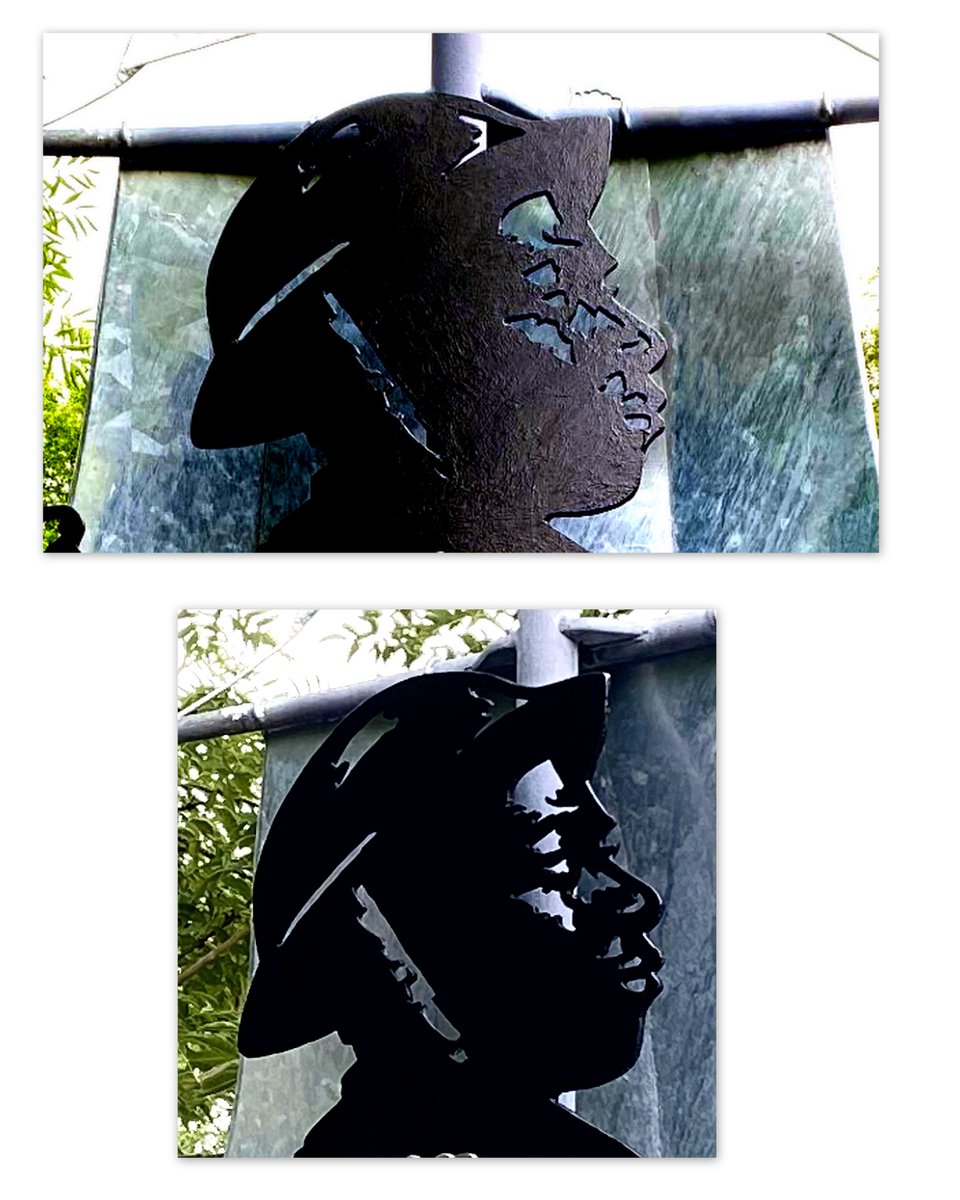 Only when you move to one side can you 'see' WW1/2 superb Soldier's head in Luke Perry & Canaan Brown's 'Black History Sculpture' canalside Soho Loop, Winson Green @bhmng @BhmUK @blkhistory2min @PSSAtweets @blackhistwalker @brumculture @brumartshour @CWMHFriends @artsalloverthep