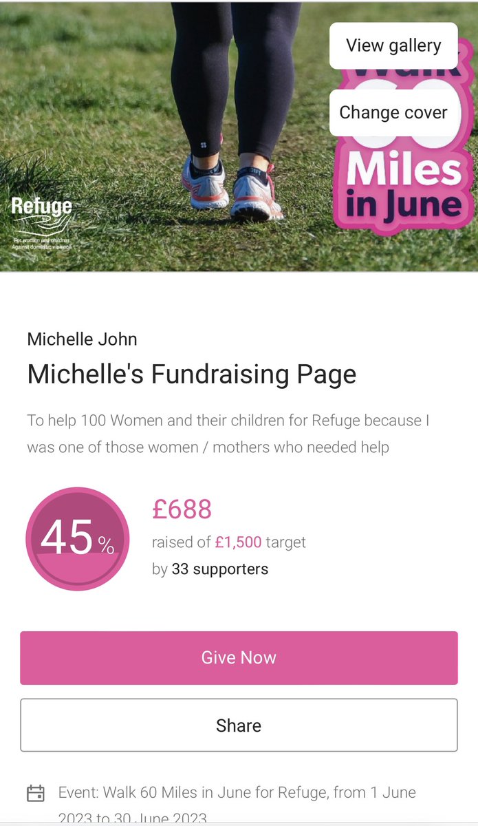 It’s amazing!!! With this money so far we can help 45 Women/Families pay for a night in a hostel/ refuge …. There’s STILL TIME !!!!! To hit my target so please go to my page and donate … my Prayer is to help 100 Women/families !!!’ Thank you ❤️ justgiving.com/fundraising/mi…