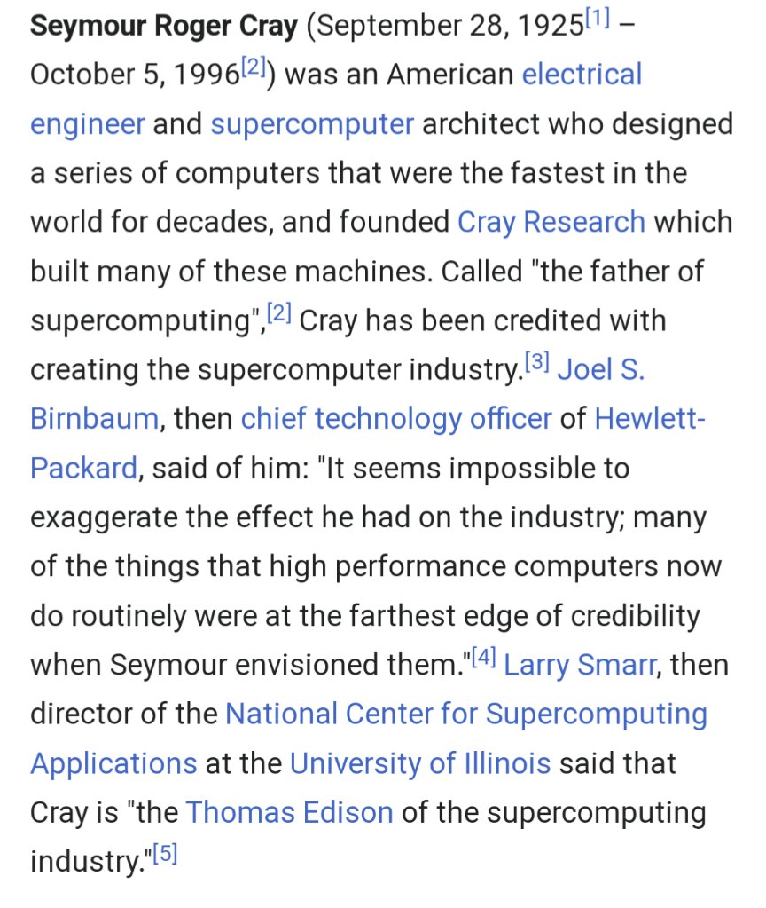 Thinking about how Seymour Cray, the inventor of the Cray 1 the world's first supercomputer, drew inspiration for his work from the elves who would talk to him while he dug tunnels by hand.