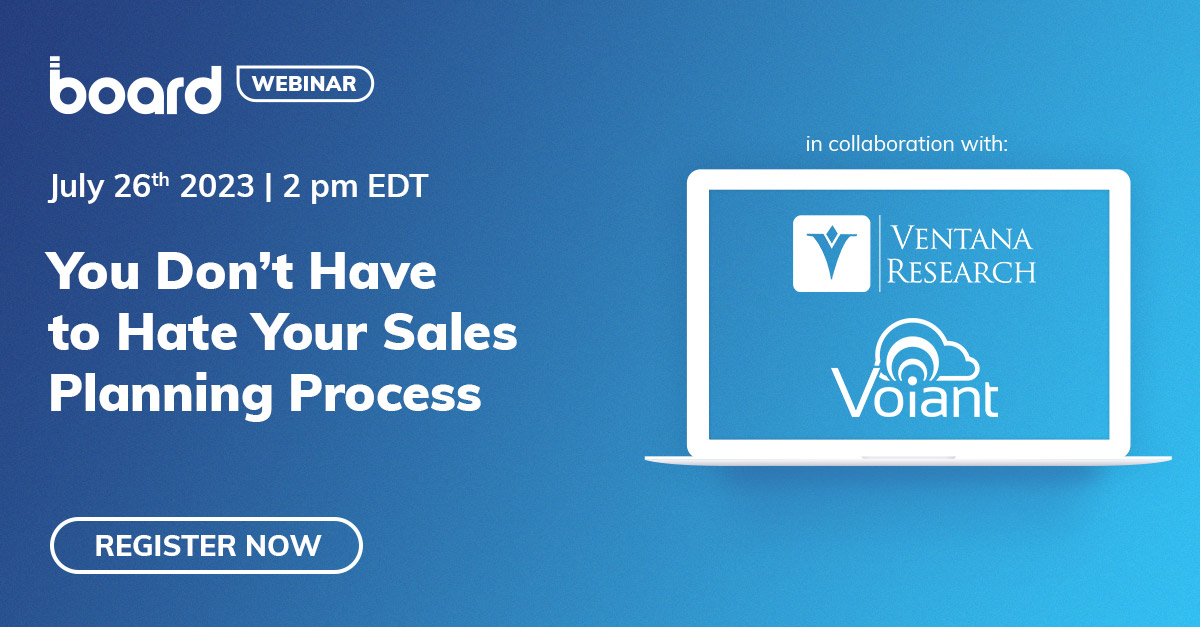 Tired of complex sales planning processes? That’s okay, most #Sales leaders feel the same way. Register for our webinar with @Voiant and @ventanaresearch on how to create an agile planning process for today’s fast-changing marketplace: lnkd.in/enGP6tBA