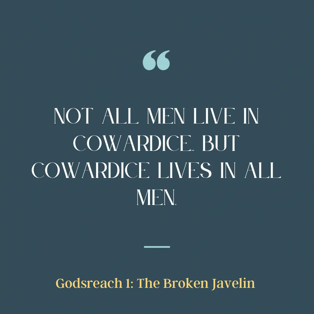 PerrinDHayes's tweet photo. “Not all men live in cowardice. But cowardice lives in all men…”

- Krivi san Kosare, The Broken Javelin

#books #bookstagram #fantasy #fantasybooks #booklover #writingcommunity #brokenjavelin #godsreach #perrindhayes #booktok https://t.co/GZGD3v54gk