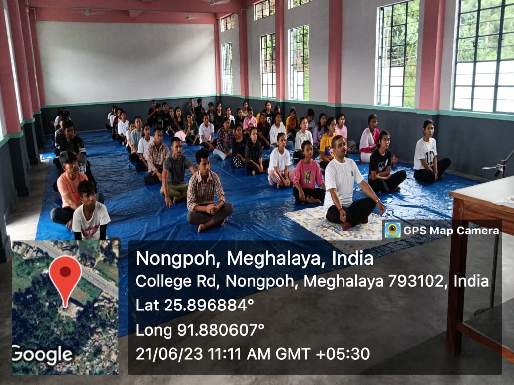 bhoi_ri's tweet image. Celebration of 9th International Day of Yoga 2023 (‘Yoga for Vasudhaiva Kutumbakam') organised by NSS Unit in collaboration with Health &amp;amp;  Hygiene Club, Ri Bhoi College, Nongpoh Yoga Instructor: Mr. Wanshai Lyngdoh21st June 2023
#internationaldayofyoga #ribhoicollege #nssunit