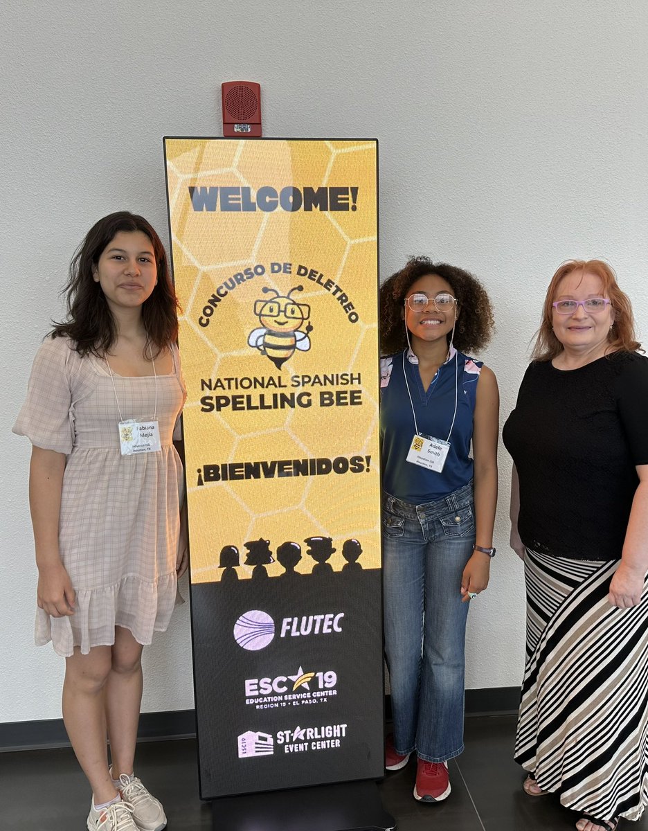 Gabi Frunza-Tanca (@gabi_worldlang) on Twitter photo National Spanish Spelling Bee in El Paso on the way! HISD champions Adele Smith and Fabiana Mejía are ready to go! @HISD_Curric <a href="/HISDFoundation/">Houston ISD Foundation</a> <a href="/csmith4_smith/">Connie Smith</a> <a href="/HISDSupe/">Mike Miles</a> National Spanish Spelling Bee in El Paso on the way! HISD champions Adele Smith and Fabiana Mejía are ready to go! @HISD_Curric <a href="/HISDFoundation/">Houston ISD Foundation</a> <a href="/csmith4_smith/">Connie Smith</a> <a href="/HISDSupe/">Mike Miles</a>