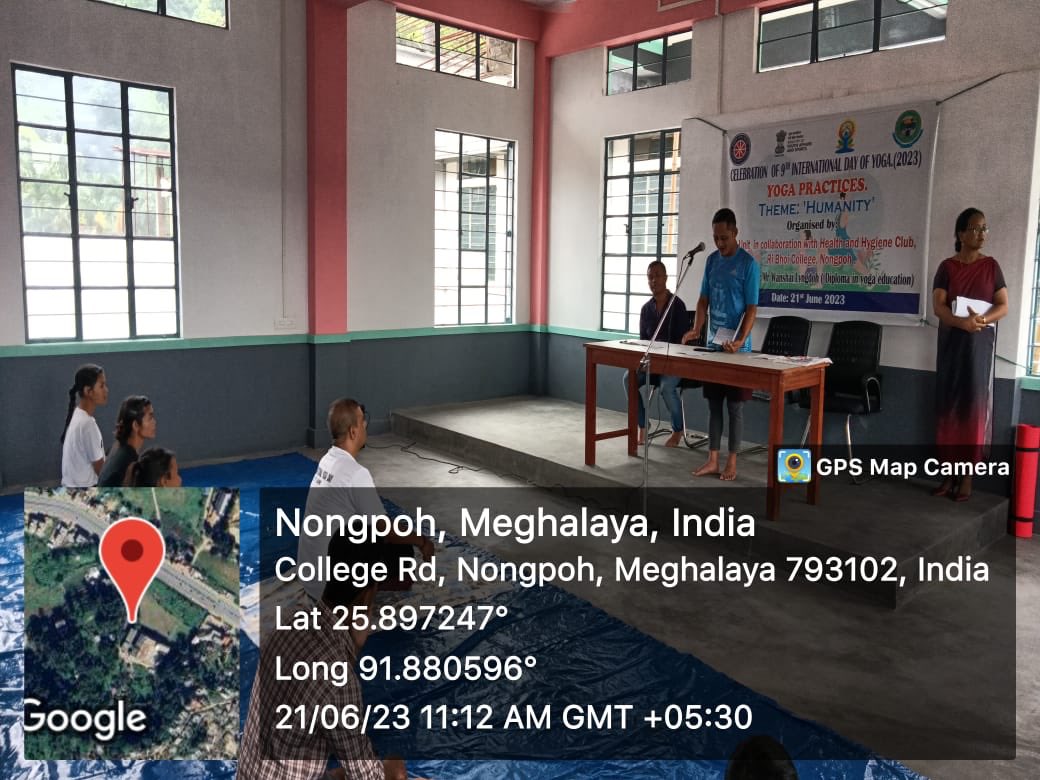 bhoi_ri's tweet image. Celebration of 9th International Day of Yoga 2023 (‘Yoga for Vasudhaiva Kutumbakam') organised by NSS Unit in collaboration with Health &amp;amp;  Hygiene Club, Ri Bhoi College, Nongpoh Yoga Instructor: Mr. Wanshai Lyngdoh21st June 2023
#internationaldayofyoga #ribhoicollege #nssunit