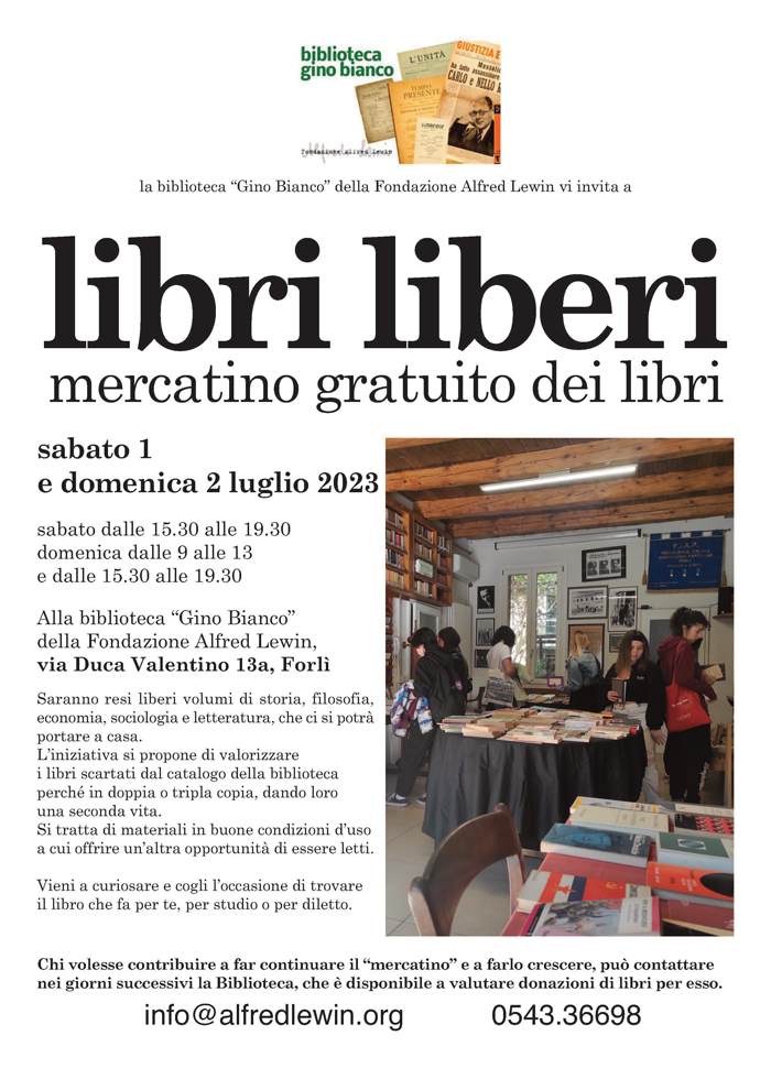 Libri Liberi: Mercatino gratuito dei libri in Biblioteca 📚
🟢 1 e 2 aprile, sab 15.30-19.30, dom 9-13 e 15.30-19.30

Per chi resta in città, e per chi ci viene