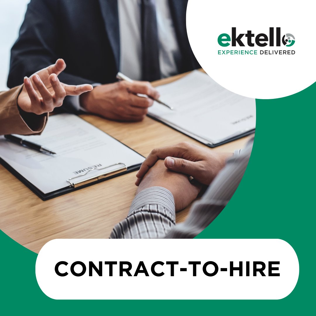 Looking for a flexible #career path?

#ektello has contract-to-hire opportunities that provide the perfect balance between stability and flexibility.

Apply now!
nsl.ink/aD3E

#TechCareers #ITJobs #MarketingJobs #IT #SearchJobs #Hiring #CreativeJobs #HotJobs #Apply