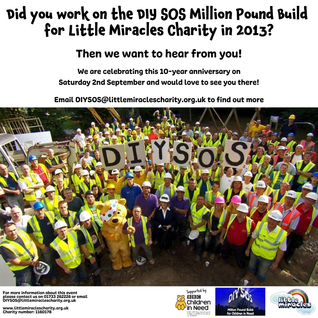 We would love to hear from anyone involved in the DIYSOS / Children in Need Million Pound Build back in 2013! Please email DIYSOS@littlemiraclescharity.org.uk or complete the form below: airtable.com/shrzE1ZfZtnVwf…