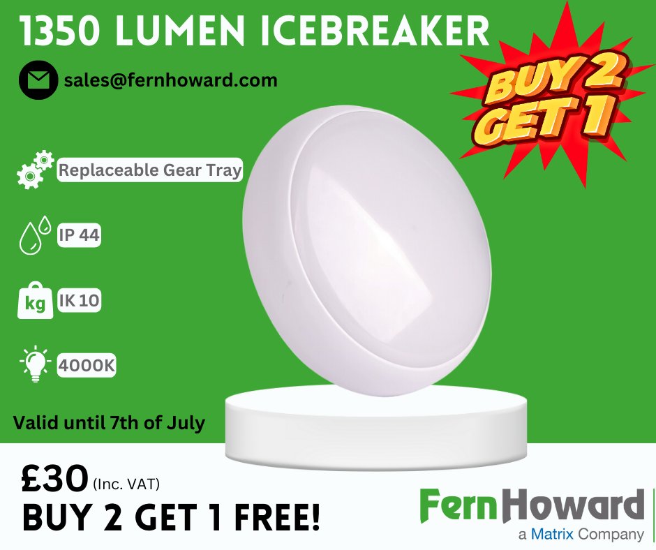 ⚡Transform your space with the Fern Howard LED Bulkhead Icebreaker. This is more than just a light - it's a statement piece! Don't miss out on our unmissable offer: BUY 2 and GET 1 FREE! 
fern-howard-ltd.square.site/product/-flash…