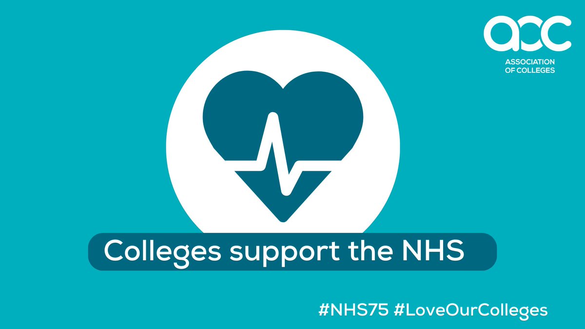 Today we are celebrating the NHS marking 75 years of service. 💙 Colleges support the NHS and offer an important route into NHS jobs for thousands of students taking a variety of technical and vocational qualifications. 👩‍⚕️ #NHS75 #LoveOurColleges