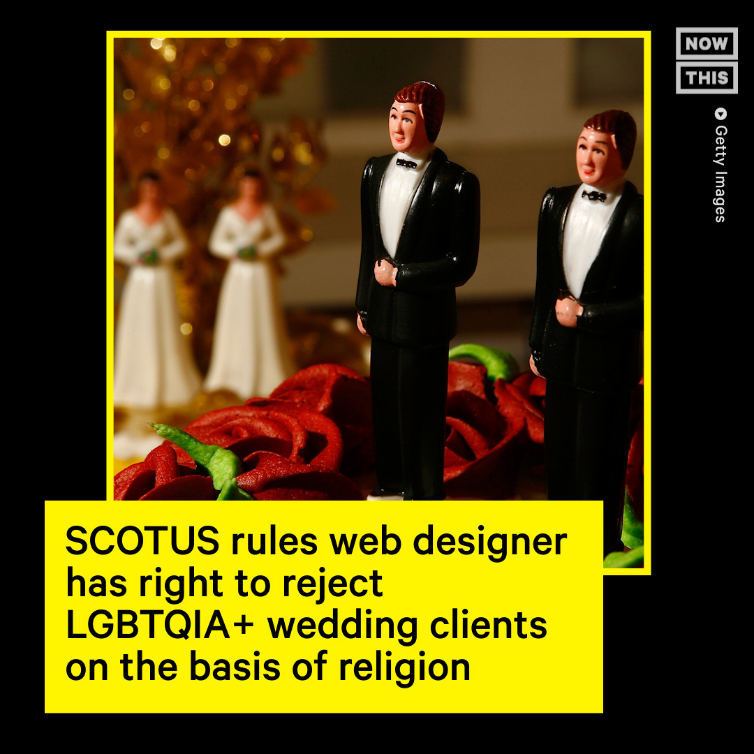 nowthisimpact's tweet photo. On June 30, the U.S. Supreme Court issued a new ruling siding with Lorie Smith, a Christian web designer in Colorado who refused to create wedding websites for LGBTQIA+ couples due to religious objections.

Every conservative on the court ruled in favor of the web designer, with the 3 liberal justices dissenting.

In a 6-3 opinion penned by Justice Neil Gorsuch, SCOTUS found that the First Amendment bars the state of Colorado from 'forcing a website designer to create expressive designs speaking messages with which the designer disagrees.'

'As surely as Ms. Smith seeks to engage in protected First Amendment speech,' Gorsuch continued, 'Colorado seeks to compel speech Ms. Smith does not wish to provide.'

'Today, the Court, for the first time in its history, grants a business open to the public a constitutional right to refuse to serve members of a protected class,' Justice Sonia Sotomayor wrote in a dissenting opinion.

In its effect, this decision will likely dilute legal protections for LGBTQIA+ people in the U.S. It also ends a string of high-profile SCOTUS victories for LGBTQIA+ rights in recent years, such as 2013's United States v. Windsor and 2015’s Obergefell v. Hodges — in yet another sign the court’s current composition is more ideologically right-wing than ever before.

For months prior to the decision being issued, progressives criticized SCOTUS for taking this case in the first place. 'Please recall that no same-sex couple has ever sought to engage Lorie Smith's business to create a wedding for their website,' Slate’s Supreme Court expert Mark Joseph Stern tweeted this morning. 'This case is built entirely on hypotheticals; there are essentially no facts. The decision's scope is ambiguous and uncertain.'