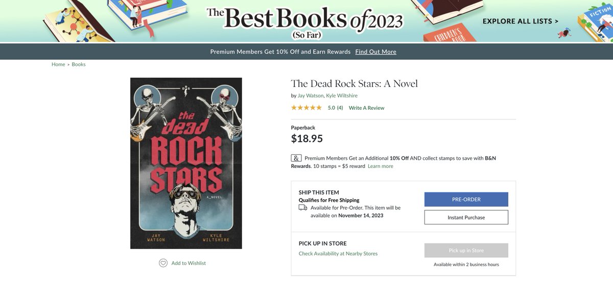 One of the best ways to get the word out about The Dead Rock Stars is to preorder on Barnes &amp; Noble! #deadrockstarsbook
