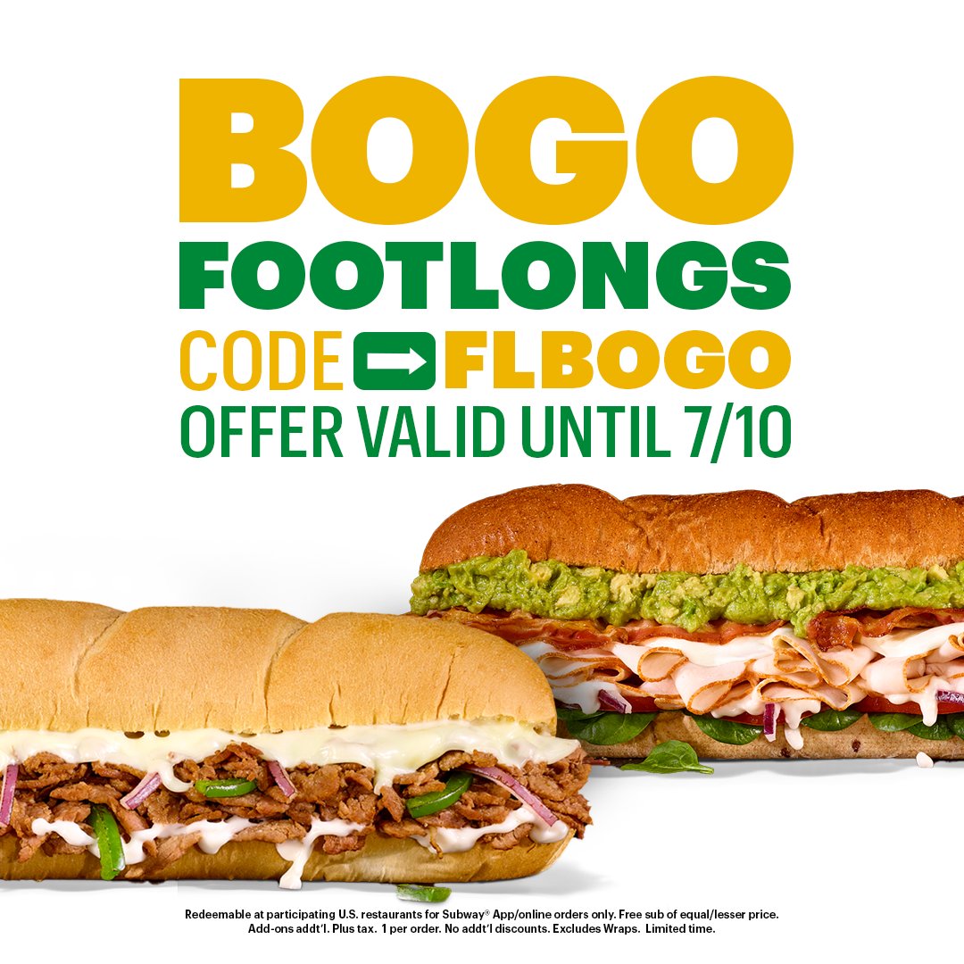 Subway® on X: Hope you're hungry! Use code FLBOGO for a free