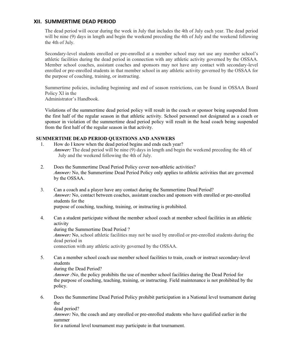 🚨OSSAA Summertime Dead Period🚨

The mandatory OSSAA Summertime Dead Period starts tomorrow, July 1st, 2023 and ends on Sunday, July 9th, 2023.