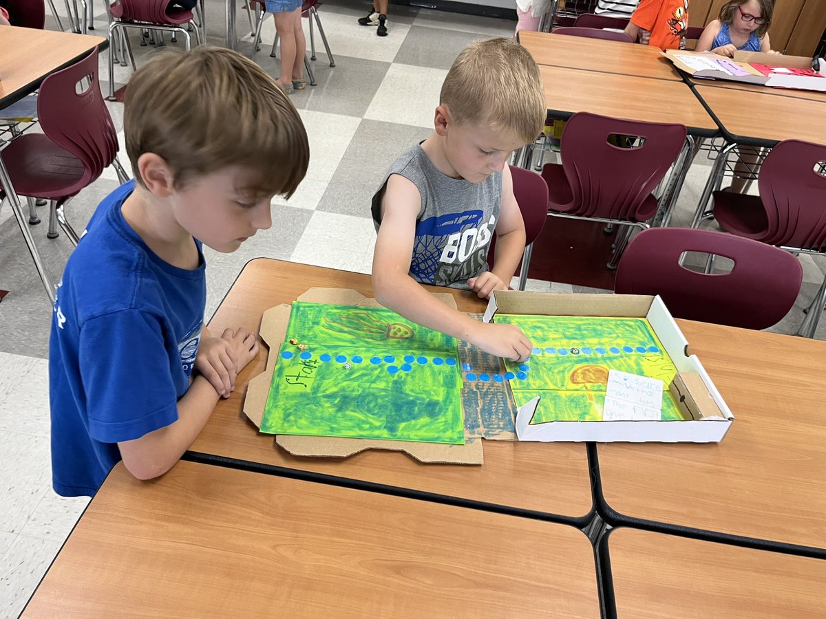 MrsRaughsClass's tweet photo. Sharing our games with another 2nd grade group. It was so fun to see what others created at Count Me In Camp this week 🤩 #TheMagicofLearning https://t.co/1dV2ZbDlIi