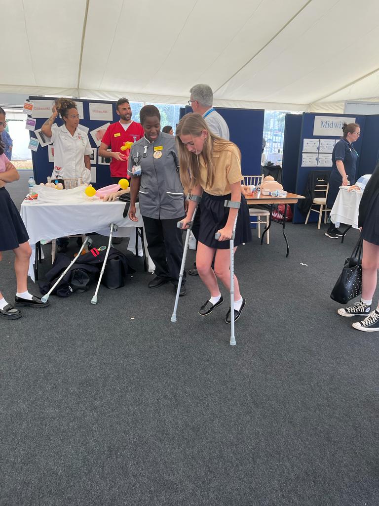 Some more photos from yesterday at the #NHS75 careers fair at Queens Hospital @BHRUT_NHS 
As you can see, @hallmead really embraced everything the fair had to offer and had a great time. 
Definitely a worthwhile exercise.
#NHSLongTermWorkforcePlan #nhscareers @HealthCareersUK