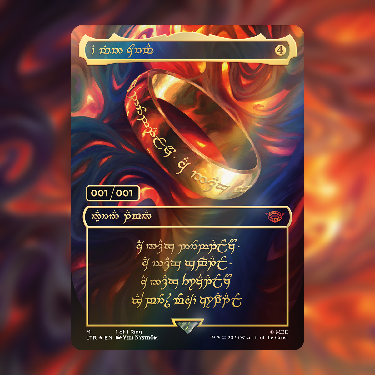 One Ring to rule them all, One Ring to find them, One Ring to bring them all and in the Darkness bind them.

We are thrilled to hear tale of a new Ring-bearer in possession of the serialized 1:1 The One Ring! This journey is finished, but the adventure with #MTGxLOTR's continues!