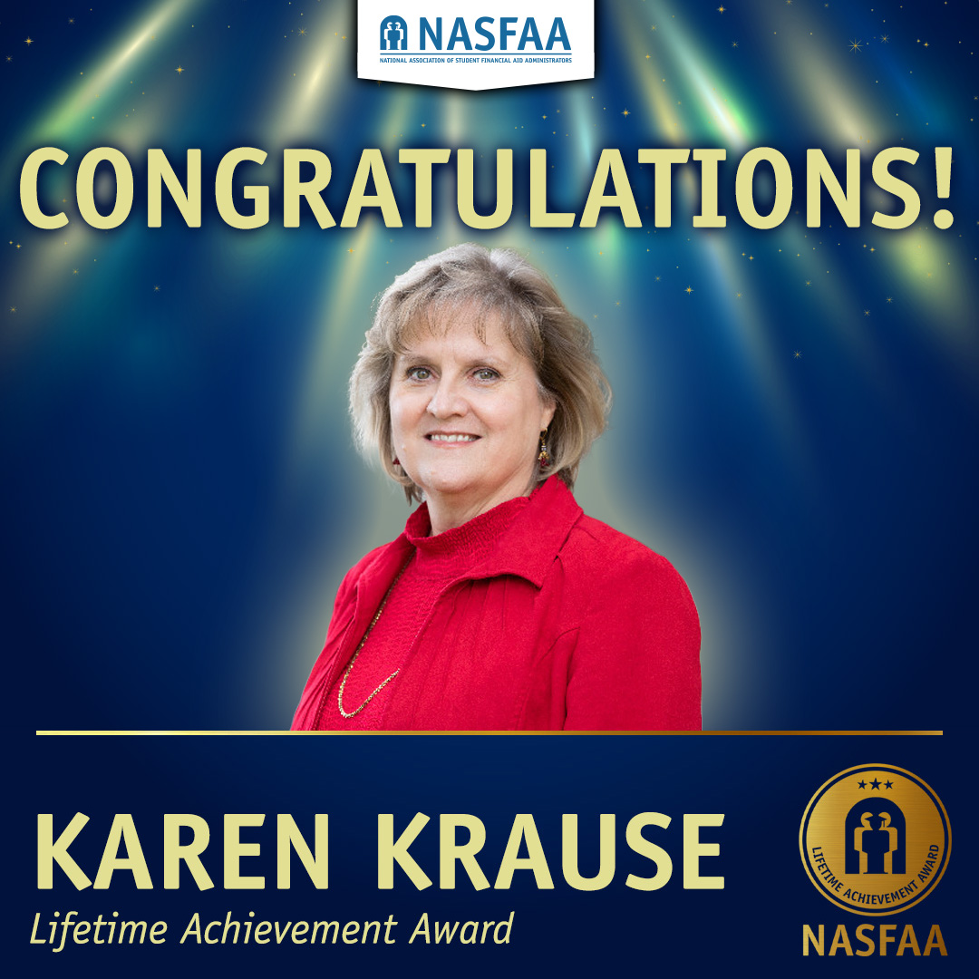 nasfaa's tweet photo. @NationalParkC @UMFlint The third and last winner of NASFAA’s Lifetime Achievement Award is Karen Krause, executive director for @UTAFAO 🏆 https://t.co/Wd0LKQL9ln