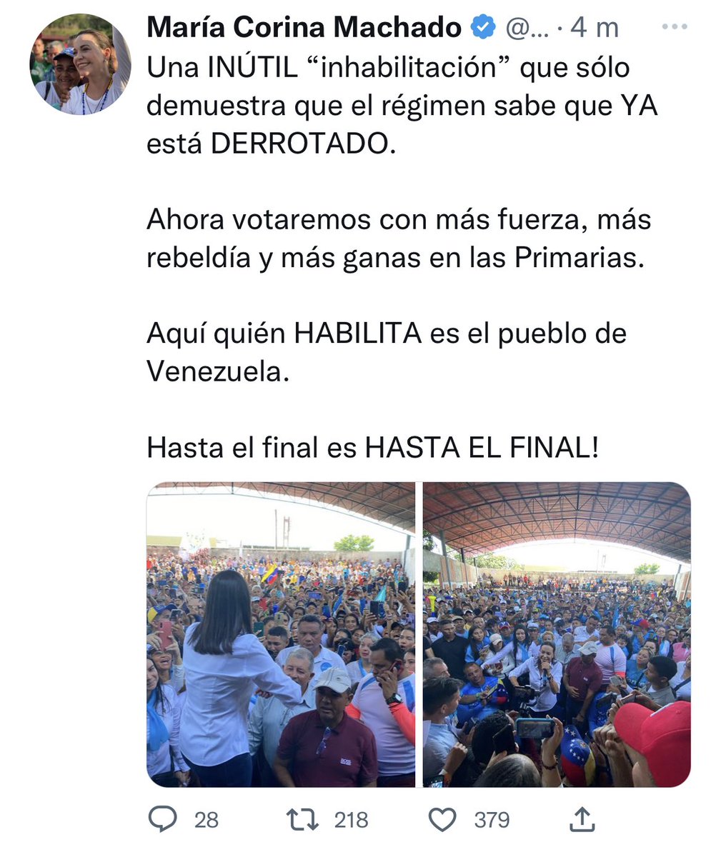 laprensave's tweet image. El diputado de la AN 2020, José Brito, anunció que María Corina Machado está inhabilitada por 15 años para el ejercicio de cualquier cargo público, según la repuesta que recibió de la Contraloría General de la República.
#noticias #noticiasvenezuela #mariacorina