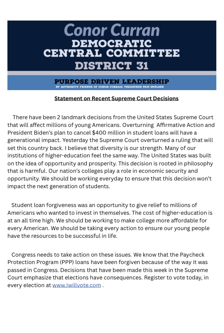 My statement on the recent decisions from the Supreme Court

#AffirmativeAction #StudentLoanForgiveness