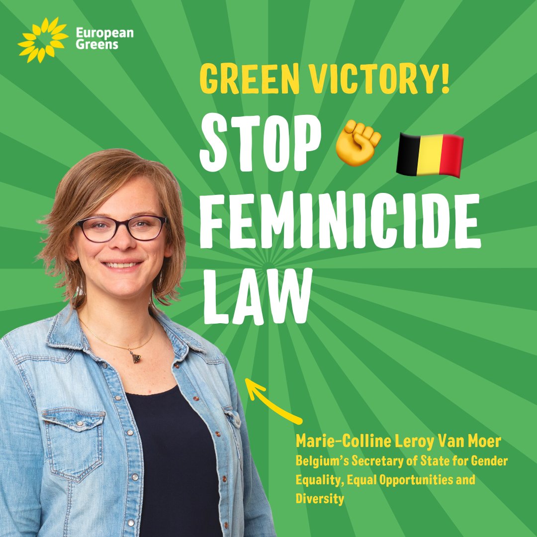 europeangreens's tweet photo. 🇧🇪 Belgium officially adopts a law against #Feminicide!

✊ This is vital win for our common fight for women’s rights and against gender-based violence.

💚 Congratulations to @mcollineleroy from @Ecolo as well as @SarahSchlitz who worked hard to pass this law. https://t.co/LsN62e5BcR