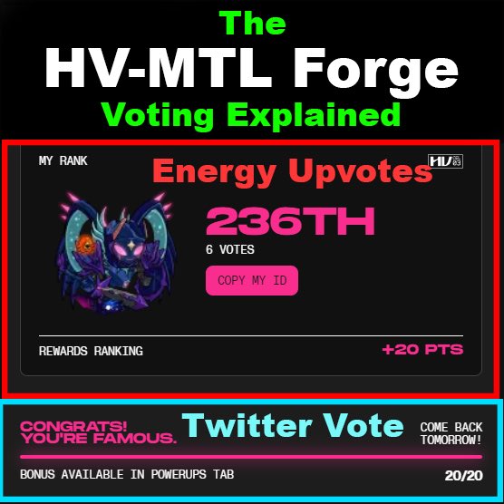 There are 2 different types of voting for The HV-MTL Forge🔥: 

There seems to be a lot of confusion of how to properly vote and swap votes with other players in The Forge. 

So I’ll be breaking down the 2 different types of votes &amp; how to cast them in this thread 🧵 👇