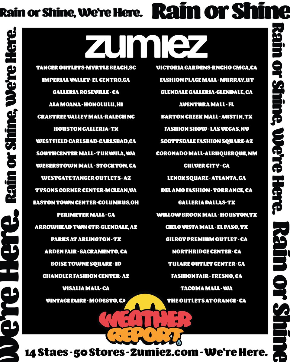 Will (@nevermindwill) on Twitter photo Only the beginning for <a href="/WeatheReportInc/">Weather Report® ☔️🌦</a> crew!
14 states.
50 stores.
+ web-store.
The storm is strong ⚡️⚡️⚡️⚡️ Only the beginning for <a href="/WeatheReportInc/">Weather Report® ☔️🌦</a> crew!
14 states.
50 stores.
+ web-store.
The storm is strong ⚡️⚡️⚡️⚡️