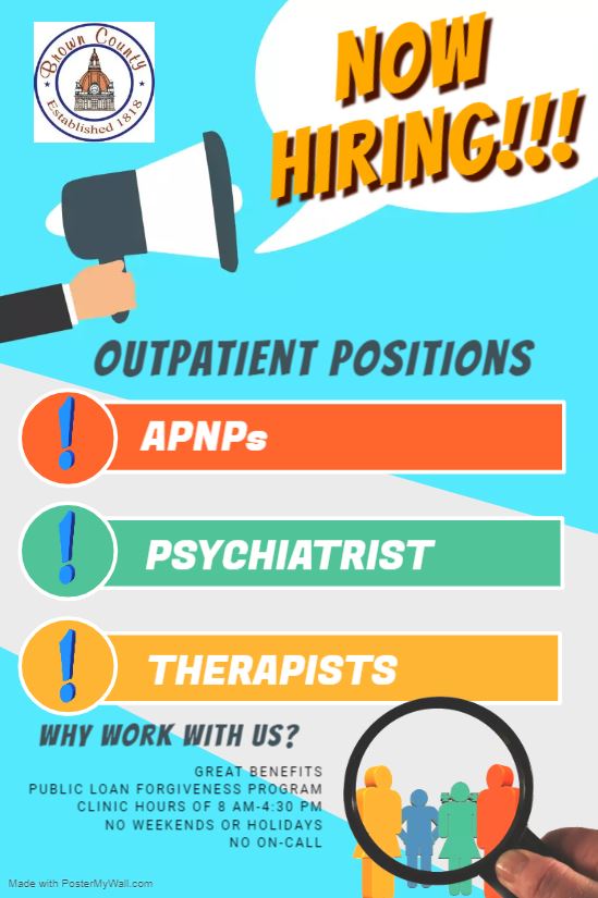 browncountywi's tweet photo. Outpatient professionals - we are looking for you! Consider elevating your career and joining us at Brown County to make a difference in your community! Apply now at https://t.co/PKtEDQehpO #nowhiring #browncountywi https://t.co/nhmnT3KLHI