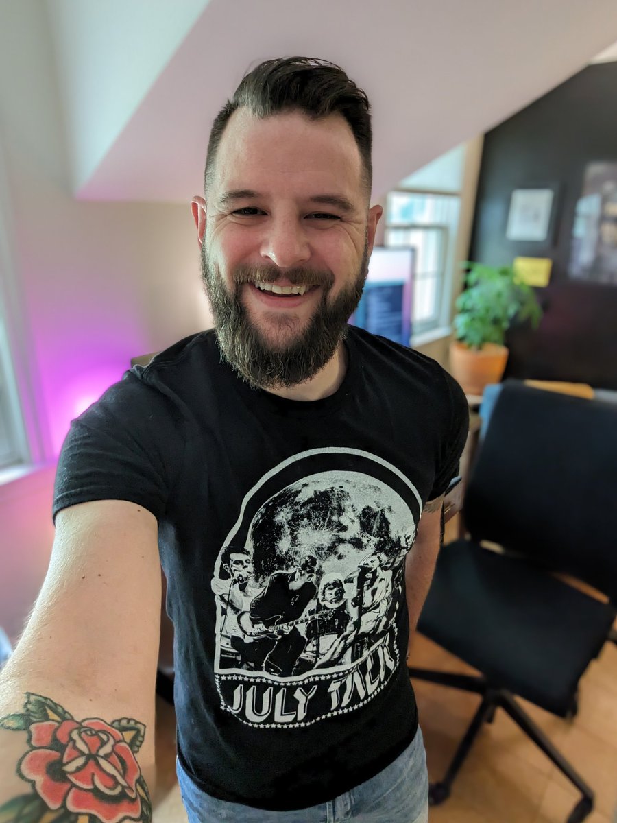 SeanZubrickas's tweet photo. This week's #bandteefriday feature is none other than @julytalk! My wife turned me on to them—then we saw them live in Detroit at @StAndrewsHall and it rocked.🤟 https://t.co/zSnBMnC0K7