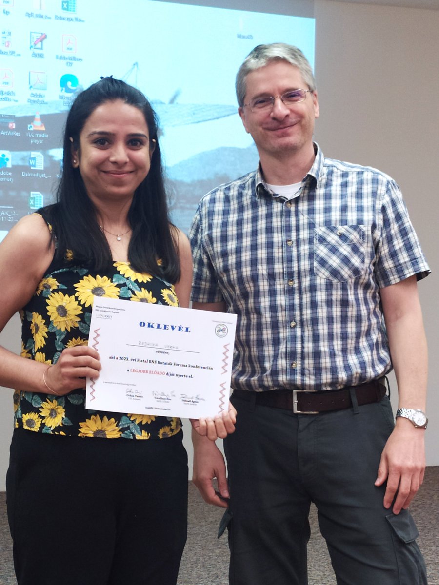 Won Best Presenter award at the Mini-Symposium of the Young RNA Scientists organized by RNS Szalon, Hungary. <a href="/LabCsorba/">Csorba Lab</a>