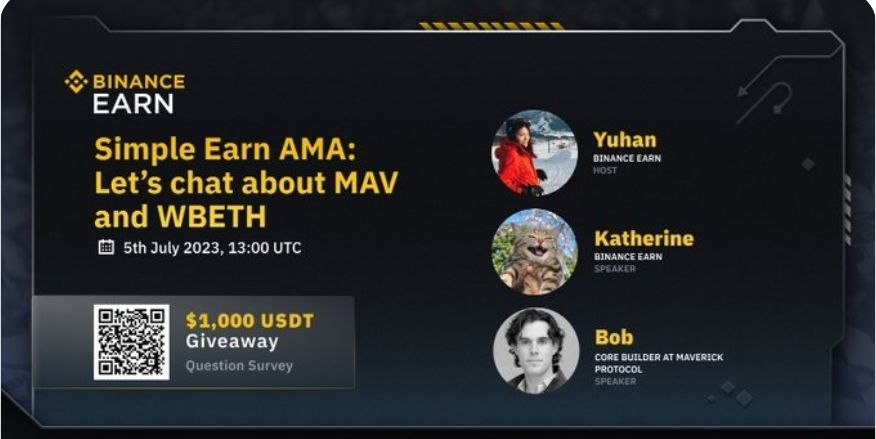 movev2's tweet image. Can't wait for the Binance Live session to learn about $MAV, Binance ETH Staking, and WBETH with the Earn team and Bob Baxley from mavprotocol

@binance 

@mavprotocol