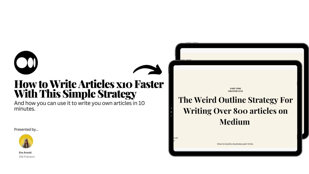 writes_eve's tweet photo. Writing on Medium is a killer way to make $$$.  

But there's a secret.

I've put together a masterclass on how I write my articles x10 faster.

It'll x10 your writing.

Just:

• Follow 
• Retweet 
• Comment 'x10'  

I'll send the link. 

(Link lasts 24 hours) https://t.co/524YRAneG3