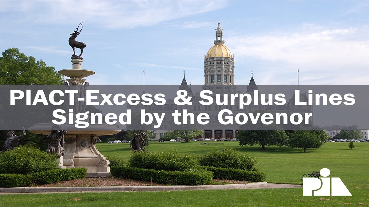 PIA_Northeast's tweet image. #PIACT’s top legislative priority now law. Starting Oct. 1, 2023, insurance producers still will be required to make a diligent effort to place business in the admitted market, but the requirement to prepare a signed statement and submit it to the CID has been removed.